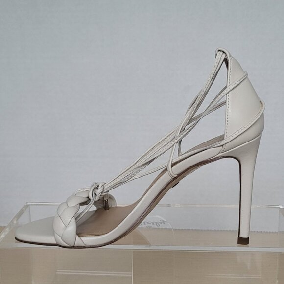 Banana Republic Treccia Braided Bone Leather Strappy Stiletto Heels Size 7M - Picture 4 of 16